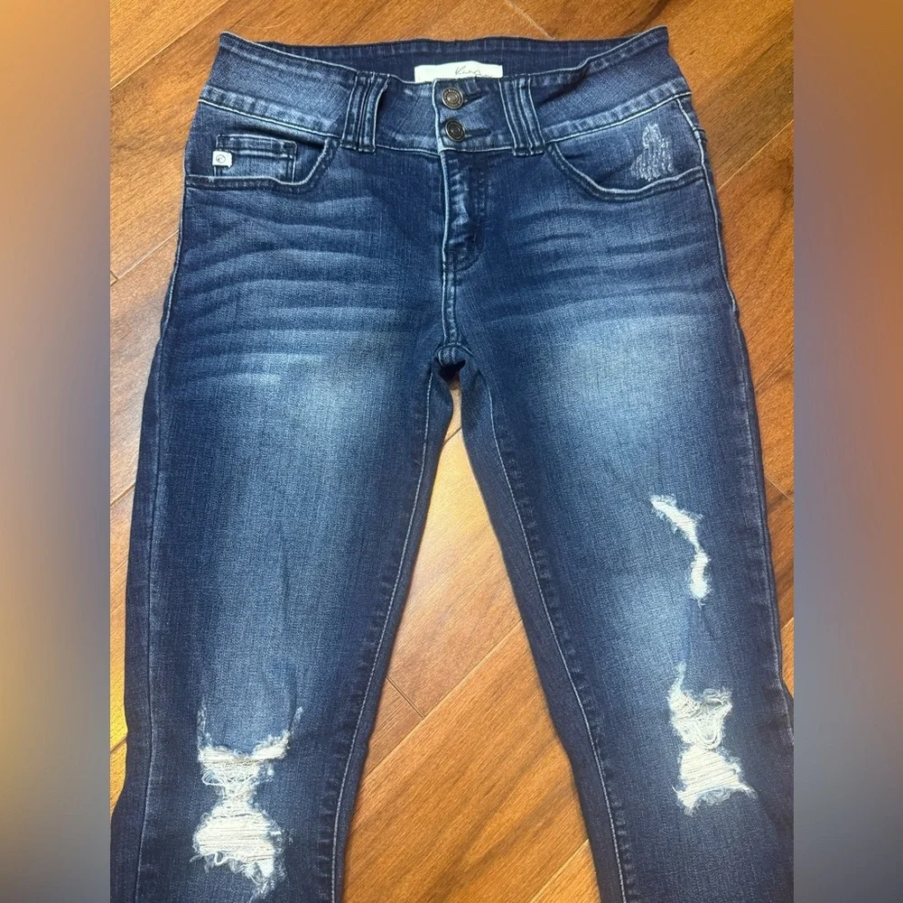 KANCAN Women's Blue Distressed Skinny Jeans